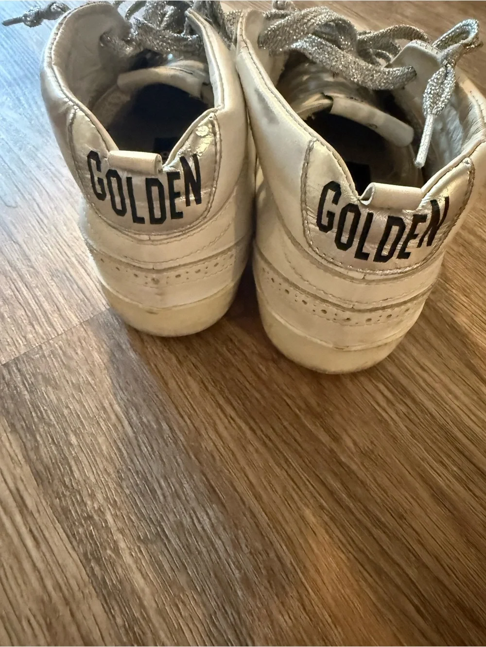 Golden Goose Women’s White Mid-Star Sneakers with Black Star Detail